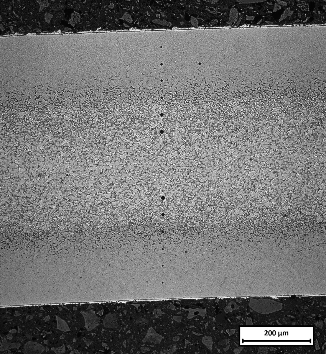 Mikrovikers hardness measurement (indent) in casehardened steel